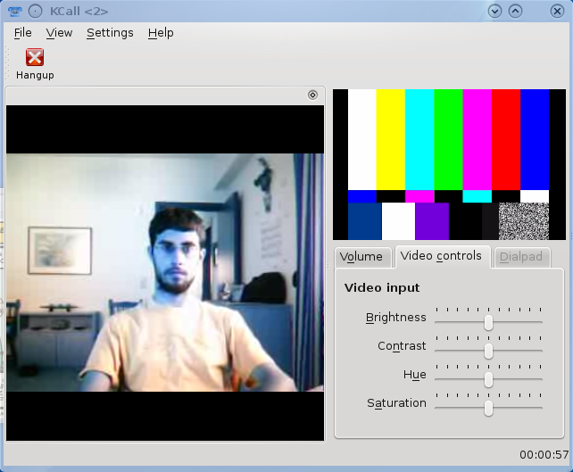 Screenshot of kcall in an audio/video session